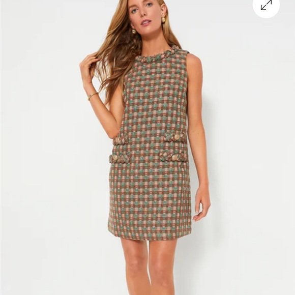 Tuckernuck Neapolitan Tweed Sleeveless Jackie Dress Pink Green Brown Sz L NEW - Picture 14 of 16